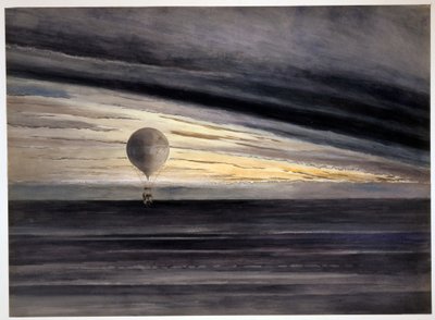 De ballon, Zénith, tijdens een langeafstandsvlucht van Parijs naar Bordeaux in maart, 1875, uitgegeven 1875-1880 door French School