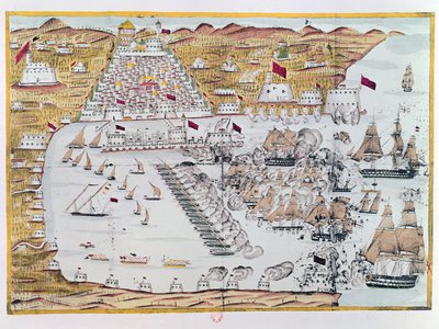 Het bombardement van Algiers door de Anglo-Nederlandse vloten op 27 augustus 1816 door French School