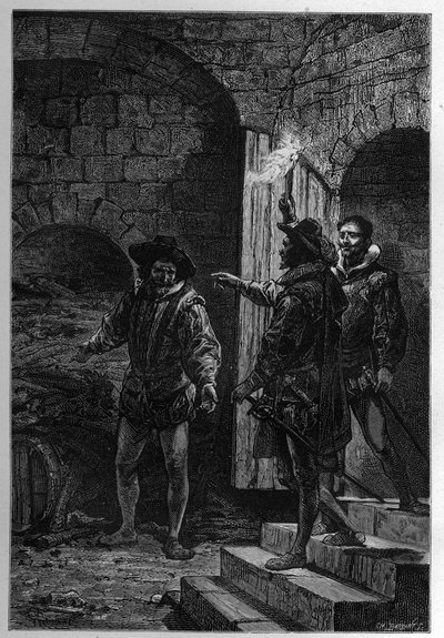 De arrestatie van Guy Fawkes (Guido Falxius, bekend als John Johnson, Engelse katholiek) door French School