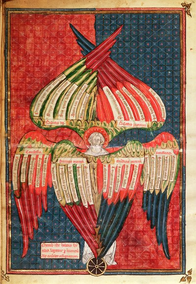 De cherubijn, nr. 6, uit een manuscript over heilige getallen door French School