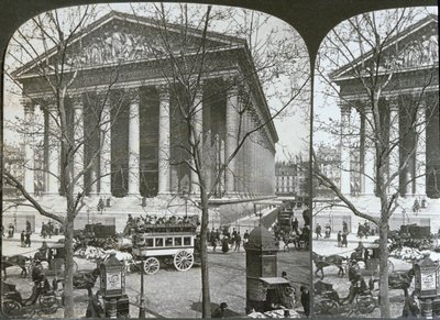 De kerk van La Madeleine, Parijs, stereoscopisch beeld, c.1860-70 door French School