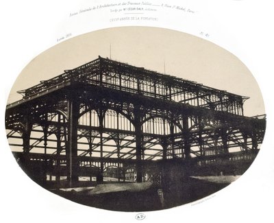 De bouw van de Halles centrale markt, uit Revue generale de l