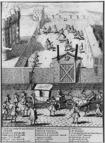 De Convulsionairen van Saint-Médard naar de gevangenis van de Bastille gebracht, ca. 1730 door French School