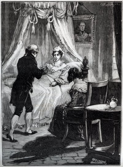 De Hertogin van Berry (Marie Caroline, Prinses van de Twee Siciliën, Hertogin van Berry (1798-1870) in het Fort van Blay ontvangt Dokter Louis Charles Deneux (1767-1846) - Gravure door French School