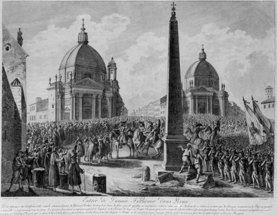De intocht van het Franse leger in Rome onder leiding van maarschalk Berthier, 15 februari 1798 door French School