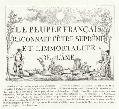 Het Franse volk erkent het Opperwezen en de onsterfelijkheid van de ziel door French School