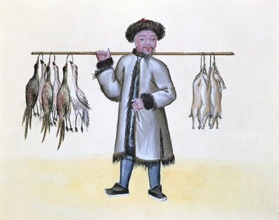 De wildhandelaar, uit een boek over de straatroepen van Peking, c.1785 door French School