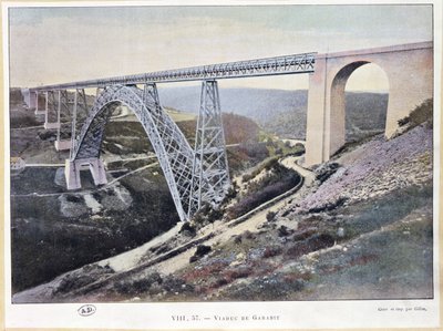 Het Garabit-viaduct, gebouwd 1882-84, gedrukt door Gillot door French School