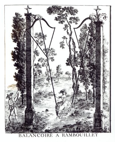 De tuinschommel bij Rambouillet, uit Details des Nouveaux Jardins à la Mode door George Louis le Rouge, gepubliceerd 1775-78 door French School