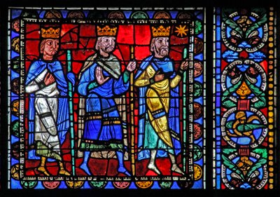 Het leven van Christus raam: de wijzen vertrekken door French School