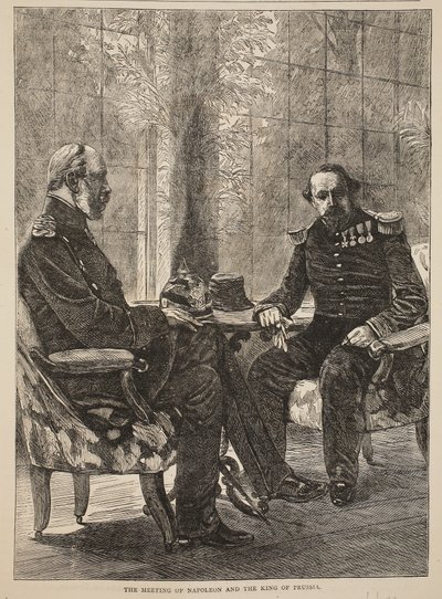 De ontmoeting van Napoleon en de koning van Pruisen, september 1870, illustratie uit Cassells Geschiedenis van de Oorlog tussen Frankrijk en Duitsland, 1870-1871 door French School