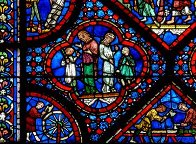 Het Noach-raam: een paar van de nephilim door French School