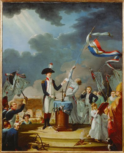 De eed van generaal Lafayette bij de viering van de Federatie ... door French School