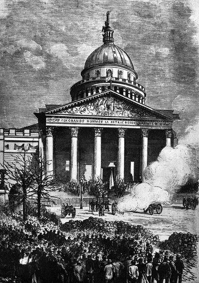 Het Panthéon van Parijs als het Hoofdkwartier van de Parijse Commune, eind 19e eeuw door French School