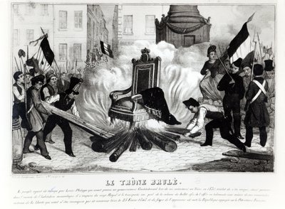 Het volk verbrandt de troon op de Place de la Bastille, 1848 door French School