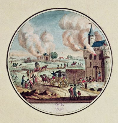 De plundering en vernietiging van kastelen en de emigratie van prinsen en hovelingen in juli 1789 door French School