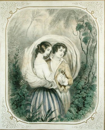 De terugkeer van de wandeling, uit Paul et Virginie door Henri Bernardin de Saint-Pierre (1737-1814) door French School