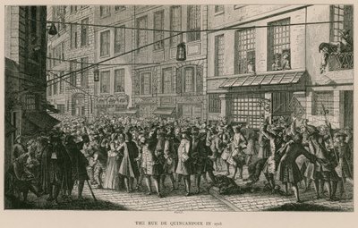 De Rue de Quincampoix in 1718 door French School
