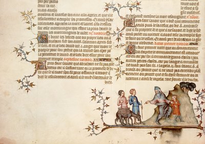 Het offer van Isaak, uit De Bijbel van Jean de Sy, ca.1355 door French School
