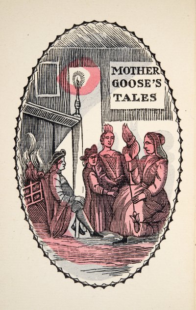 Doornroosje, uit Histories or Tales of Past Times verteld door Moeder de Gans, met moraal, door M Perrault, pub. 1925 (handgekleurde houtsnede) door French School