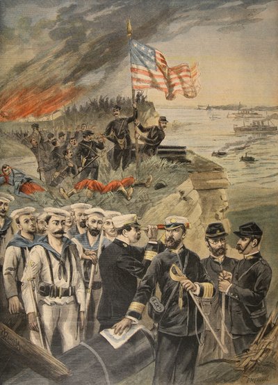 De Spaans-Amerikaanse Oorlog: landing bij Guantanamo, illustratie uit Le Petit Journal: Supplement illustre, 1898 door French School