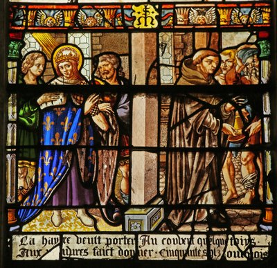 Het Sint Louis raam: Louis doet boete en geeft aalmoezen aan de monniken door French School