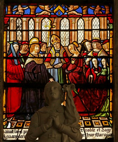 Het Sint Louis raam: Het huwelijk van de koning van Frankrijk door French School