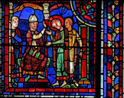 Het Sint-Maartensraam: de heilige ontvangt een zegen van Sint Hilarius door French School