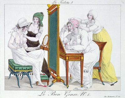De toilet, uit de serie Le Bon Genre, vroege 19e eeuw door French School