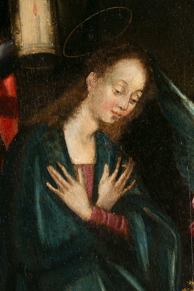 De Maagd, detail (Drieluik van Aubery) door French School