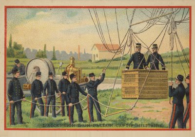 De beklimming van een militaire ballon door French School