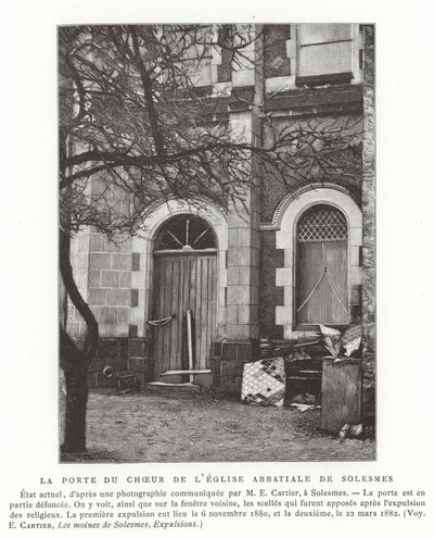 De deur naar het koor van de abdijkerk van Solesmes, Frankrijk door French School