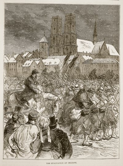 De evacuatie van Orleans, december 1870, illustratie uit Cassells Geschiedenis van de Oorlog tussen Frankrijk en Duitsland, 1870-1871 door French School