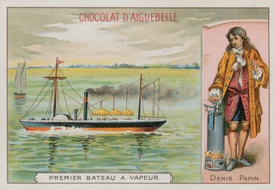 De eerste stoomboot en Denis Papin, Franse 17e-18e eeuwse pionier van stoomkracht door French School