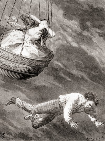 Thomas Harris, inventieve Londense wetenschapper en luitenant en pionierende Engelse ballonvaarder die op 25 mei 1824 uit een luchtballon viel, uit 