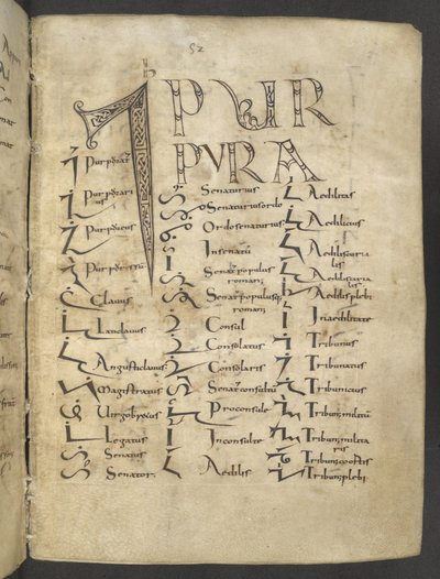 Tironisch handschrift, MS 37518 f.27r, Parijs, Saint-Germain-des-Prés door French School