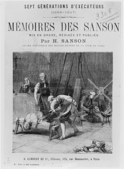 Titelpagina van Memoires des Sanson door H. Sanson, midden 19e eeuw door French School