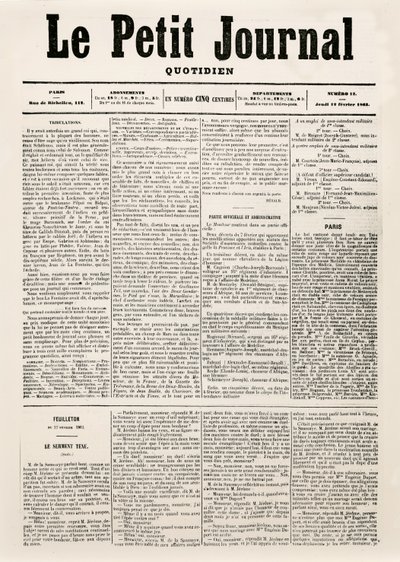 Titelpagina van dagblad Le Petit Journal, 12 februari 1863 door French School