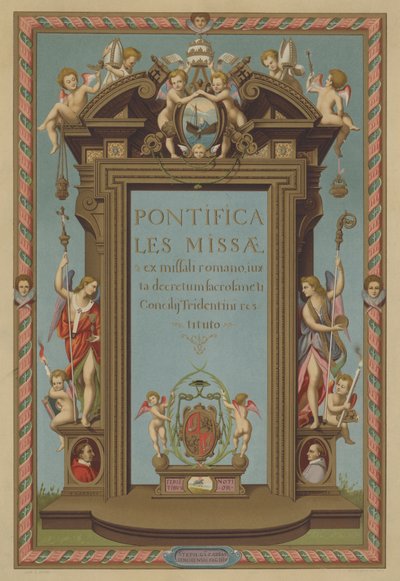 Titelpagina van Missaal Pontifical (chromolitho) door French School