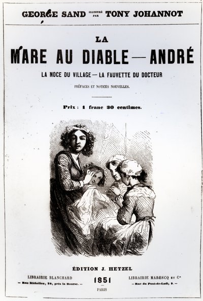 Titelpagina van De Duivelsvijver door George Sand, geïllustreerd door Tony Johannot, 1851 door French School