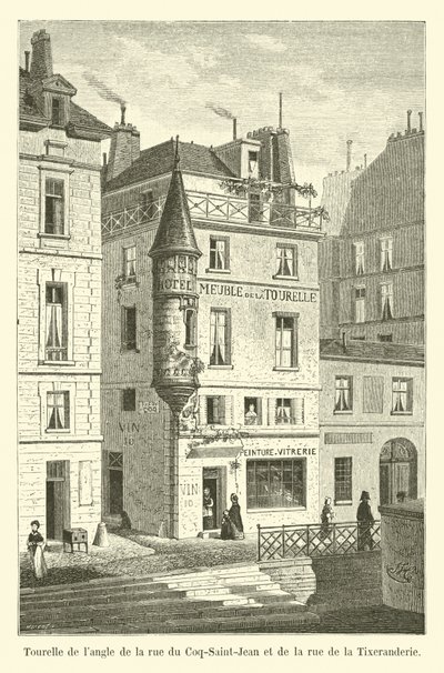 Toren op de hoek van de rue du Coq-Saint-Jean en de rue de la Tixeranderie door French School