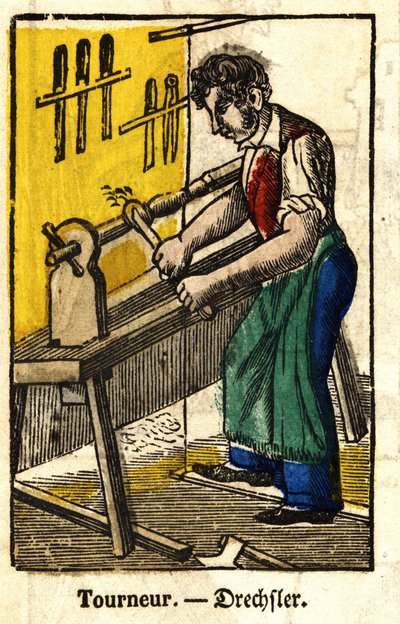Tourneur - Serie over ambachten (spinal afbeelding 19e eeuw) door French School
