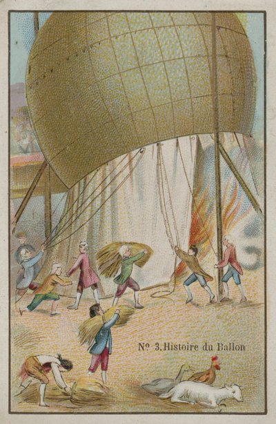 Handelskaart met een afbeelding uit de Geschiedenis van de Ballon door French School