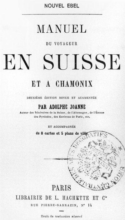 Reisgids voor Zwitserland en Chamonix door Adolphe Joanne, uitgegeven door Hachette, Parijs, ca. 1880 door French School