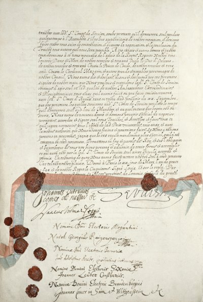 Verdrag van Westfalen, ondertekend in Munster, 24 oktober 1648 door French School