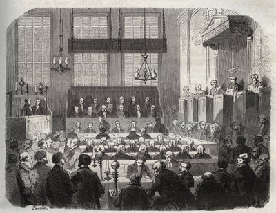 Proces van William Palmer, in het Central Criminal Court, mei 1856, voor het vergiftigen van John Parsons Cook, in Rugeley door French School