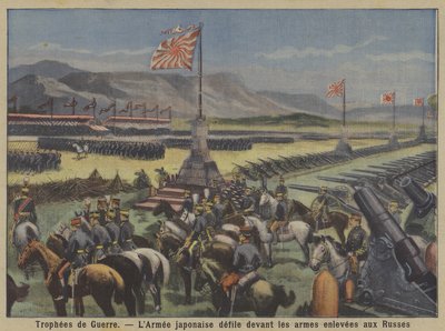 Oorlogstrofeeën: het Japanse leger paradeert voor Russische wapens buitgemaakt in de Russisch-Japanse Oorlog door French School