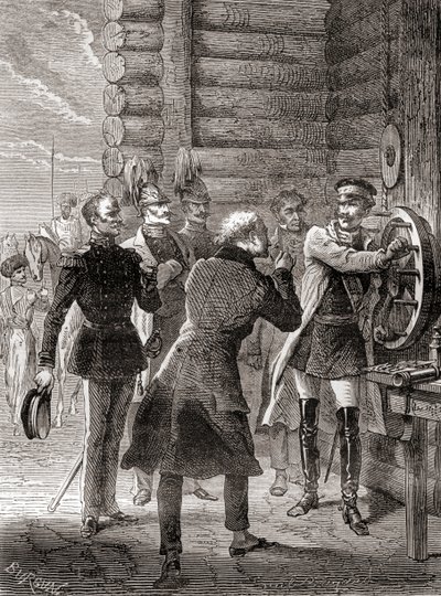 Tsaar Nicolaas I inaugureert de semafoor telegraaflijn tussen Moskou en Warschau in 1833, met een aanpassing van Claude Chappe