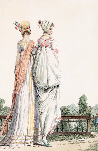 Twee Dames in Promenadejurken, 1796 door French School