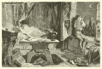Tycho Brahe meet de afstand die de sterren scheidt (gravure) door French School